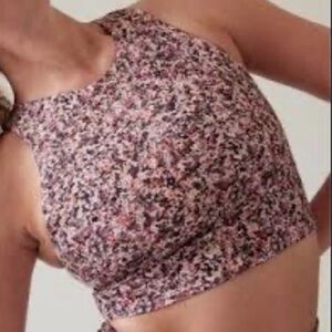Athleta Conscious Crop Medium Support Sports Bra Pink Multi Size SMALL‎ A-C NWT